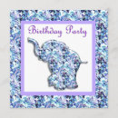 Search for blue elephant birthday invitations Party