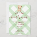 Search for green bear invitations Gingham