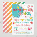 Recherche de rose flamant anniversaire invitations Fête de la piscine
