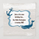 Search for whale 1st birthday invitations Party