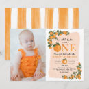 Search for little cutie 1st birthday invitations Orange
