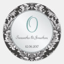 Search for black and white damask wedding stickers Initial