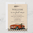 Search for race car 1st birthday invitations Cute
