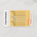 Search for emergency contact business cards Allergy