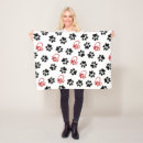 Search for red black fleece blankets Pattern of paws