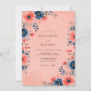 Search for navy blue peach wedding invitations Floral