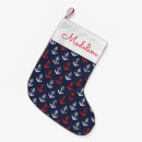 Search for navy blue and white christmas stockings Nautical