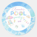 Search for pool party birthday stickers Watercolor
