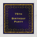 Search for blue 75th birthday invitations Blue and gold