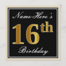 Search for black and gold sweet 16 invitations 16 years old