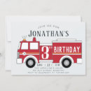 Search for fire fighter birthday invitations Red fire truck