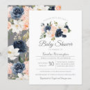 Search for navy blue floral baby shower invitations Blush pink