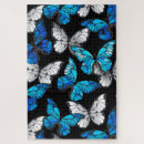 Recherche de papillons bleus puzzles Morpho