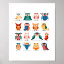 Search for cute cartoon owl posters Kawaii