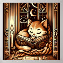 Search for cat reading book posters Whimsical