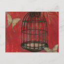 Recherche de oiseau dans une cage cartes postales Rouge
