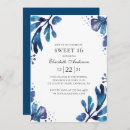 Search for navy blue sweet 16 invitations Botanical