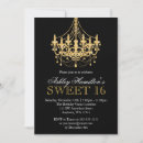 Search for black gold chandelier party invitations Glitter