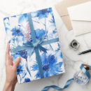 Recherche de fleurs bleu papier cadeau Blanc