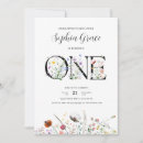 Search for wildflower 1st birthday invitations Floral