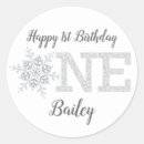 Search for winter wonderland birthday stickers Silver glitter