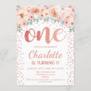 Search for rose gold 1st birthday invitations Floral