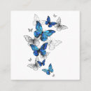 Recherche de papillons bleus cartes visite Blanc