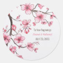 Search for pink round wedding stickers Cherry blossom