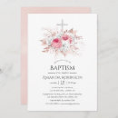 Search for pink and silver christening invitations Floral