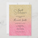 Search for hot pink sweet 16 invitations Gold glitter