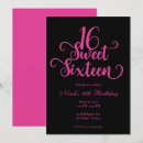 Search for hot pink and black birthday invitations Glam