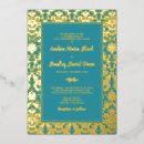 Recherche de damassé turquoise mariage invitations Vintage