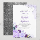 Search for silver glitter birthday invitations Purple