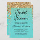 Search for teal blue sweet 16 invitations Glitter