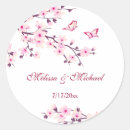 Search for pink cherry blossom wedding stickers White