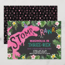 Search for three rex girl invitations Girl dinosaur party