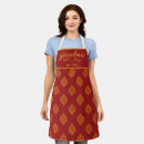 Search for red damask aprons For her