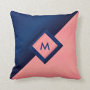 Search for navy blue and coral pillows Initial