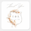 Search for monogram floral wedding stickers Thank you