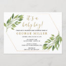 Search for greenery and gold baby shower invitations Elegant