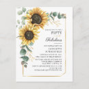 Search for sunflower 50th birthday invitations Watercolor