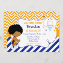 Search for navy blue and orange birthday invitations Boy