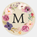 Search for floral wreath monogram wedding stickers Watercolor flowers