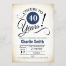 Search for blue black 40th birthday invitations Vintage
