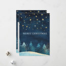 Search for snowy night christmas cards Pine trees