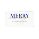 Search for bright blue return address labels Merry and bright