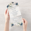 Search for navy blue flowers wedding invitations Blue and white