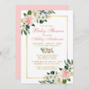 Recherche de or blanc rose baby shower invitations Aquarelle florale