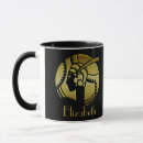 Search for woman in gold mugs Black and gold