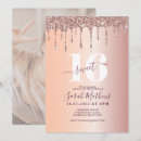 Search for pink rose gold blush sparkly drips invitations Elegant